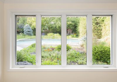 Window With View Of Summer Backyard